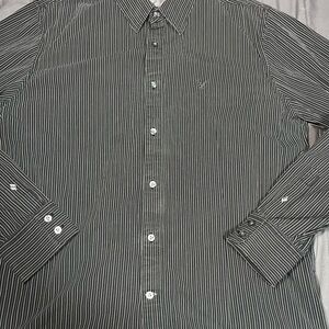 American Eagle Outfitters‎ Shirt Mens XL Gray White Stripe Button Up Vintage Fit